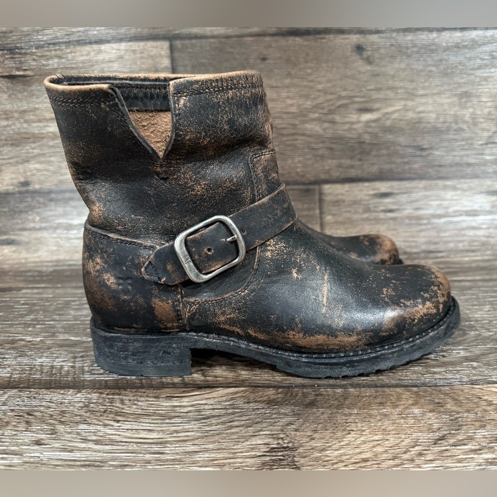 NEW w/o Box FRYE VERONICA FLEX BOOTIE IN DISTRESSED ANTIQUE BLACK SIZE 6.5 - Picture 7 of 11